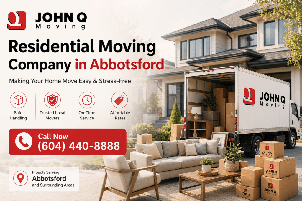 residential moving company in Abbotsford packing and transporting furniture