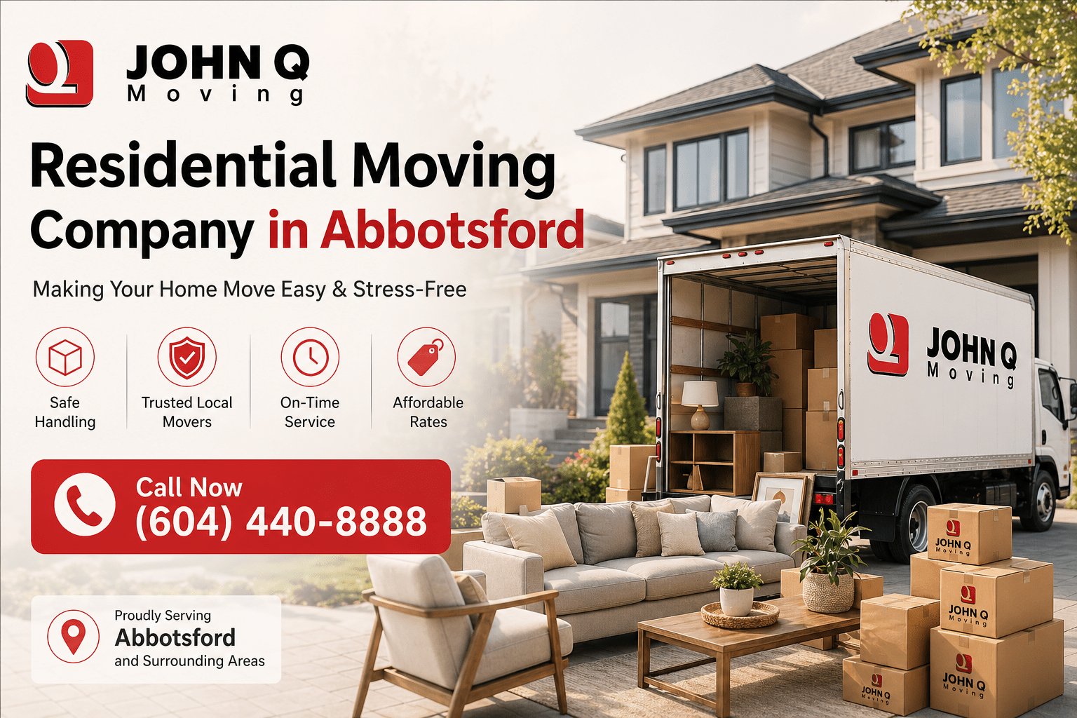 residential moving company in Abbotsford packing and transporting furniture