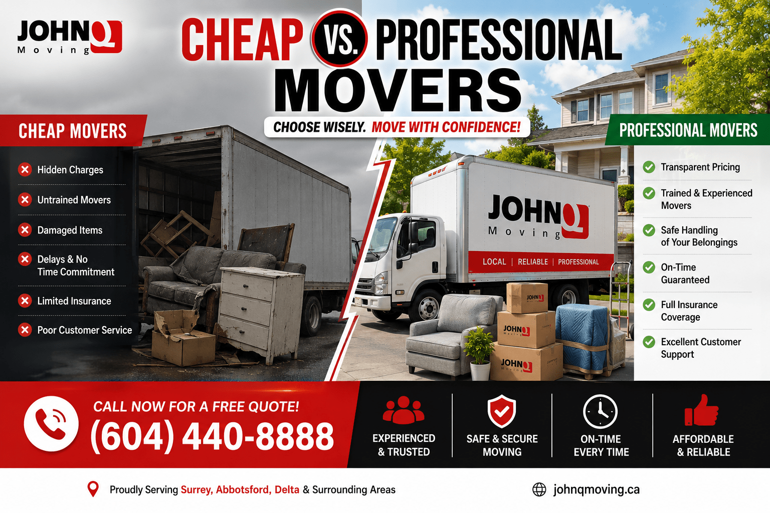 Cheap vs. professional movers in Delta comparing affordable moving services with experienced professional movers